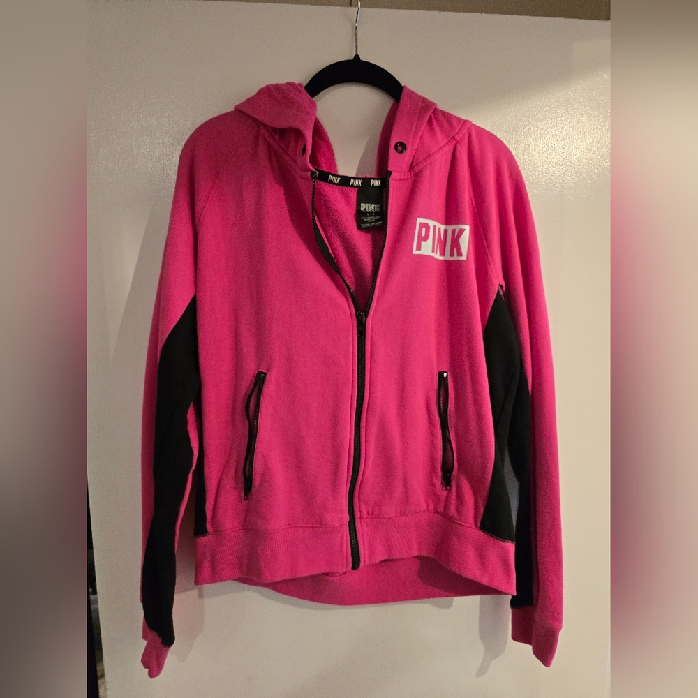 Victoria's Secret Pink and Black Women's Hoodie